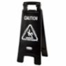 Executive Series 26" Two-Sided Multilingual "Caution" Floor Sign, Black