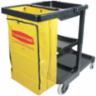 Traditional Janitorial Cart with Zippered Yellow Bag, Black