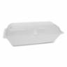 Pactiv Foam Smartlock Hoagie Hinged Lid Container, 9.75" x 5" x 3.25", White