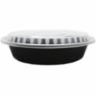 Karat 48oz Plastic Microwavable Round Food Containers & Lids, Black, 150/cs