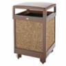 FGR38HT201PL Aspen Hinged-Top Brown with Desert Brown Stone Panels Square Steel Waste Receptacle with Rigid Plastic Liner 38 Gallon