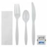 Karat PS Plastic Heavy Weight Cutlery Kits with Salt and Pepper, White